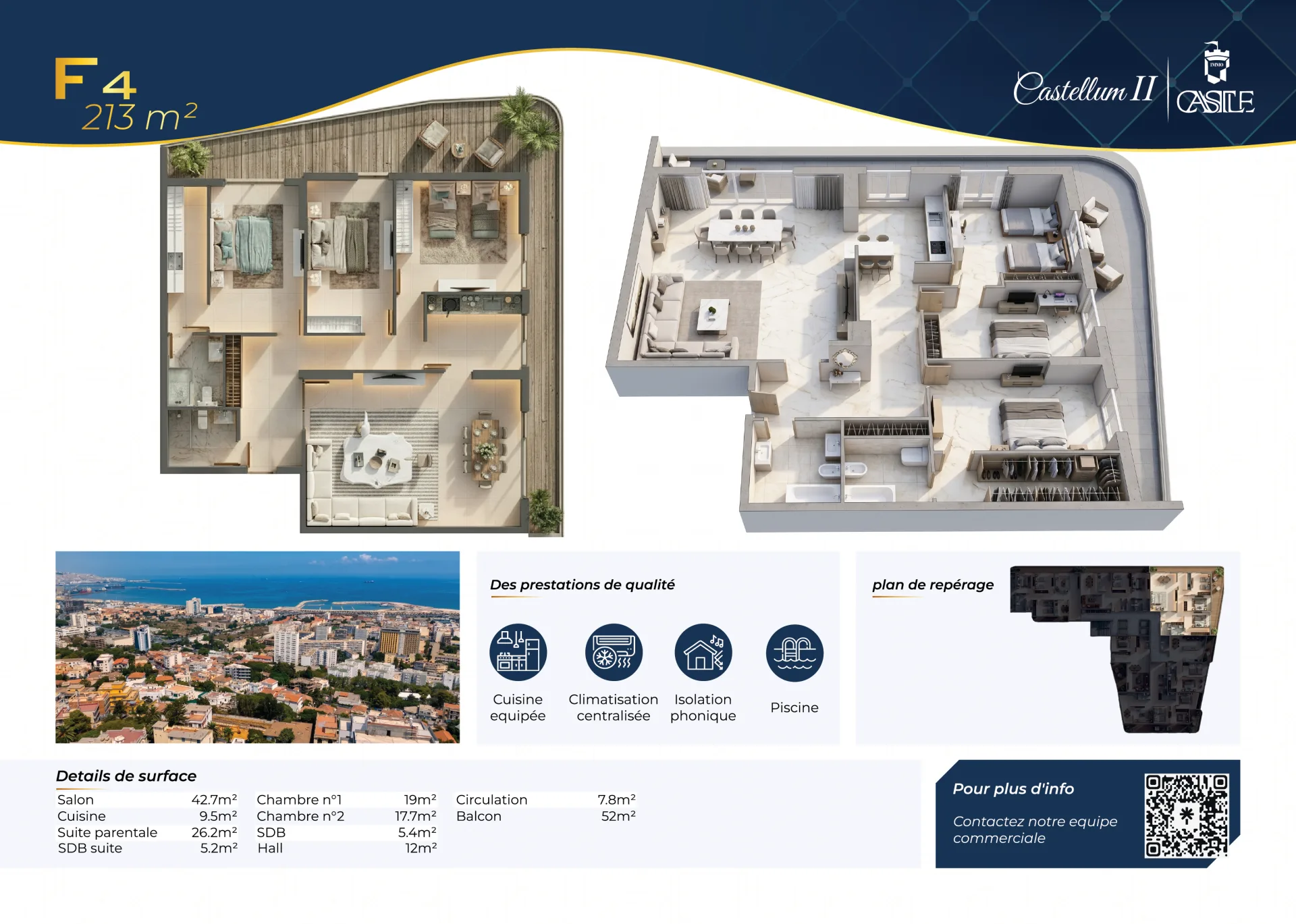 Plan 3D appartement F4 213 m2 vue Baie d Alger Castellum 2 Kouba Immocastle Plan 3D appartement F4 213 m2 vue Baie d Alger Castellum 2 Kouba Immocastle